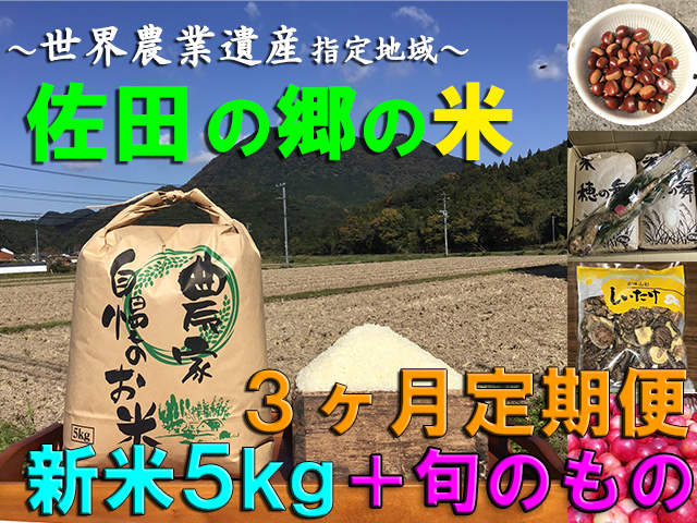 佐田の郷の米 定期便 （新米5kgと旬のもの×年4回、特別栽培米）